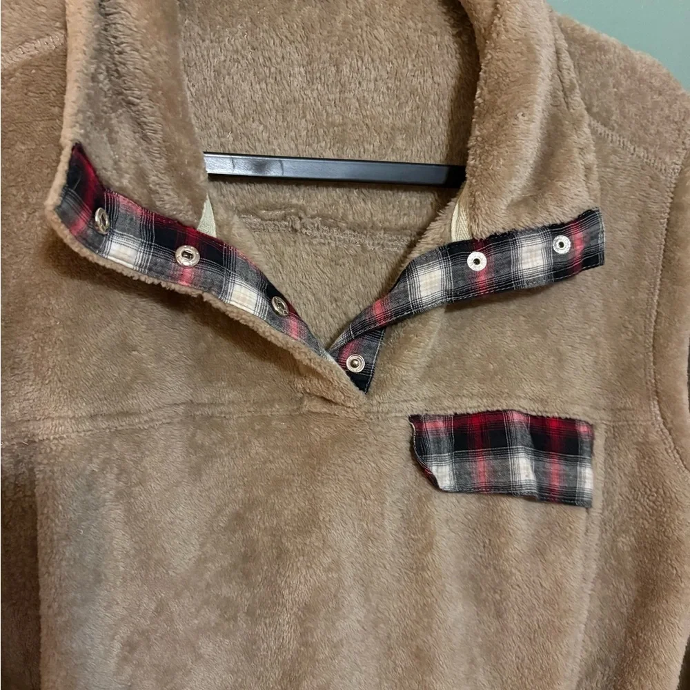 Kori Tan Plush Fleece Jacket with Collar - Picture 2 of 5